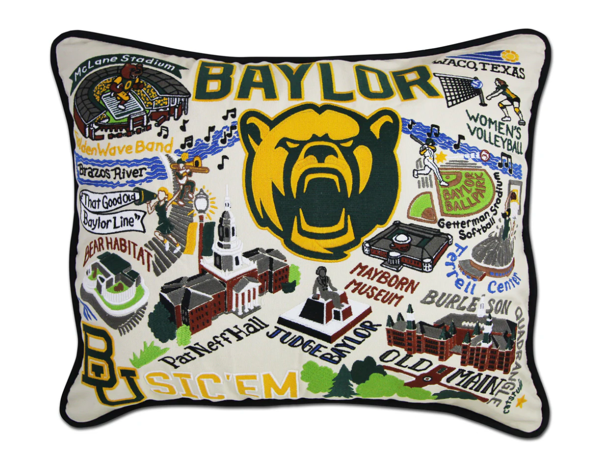Baylor University Embroidered Pillow
