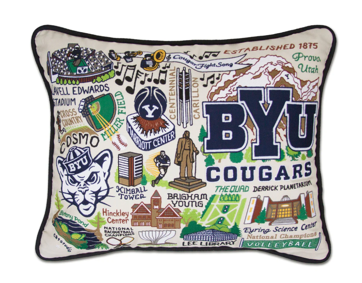 Brigham Young University (BYU) Embroidered Pillow