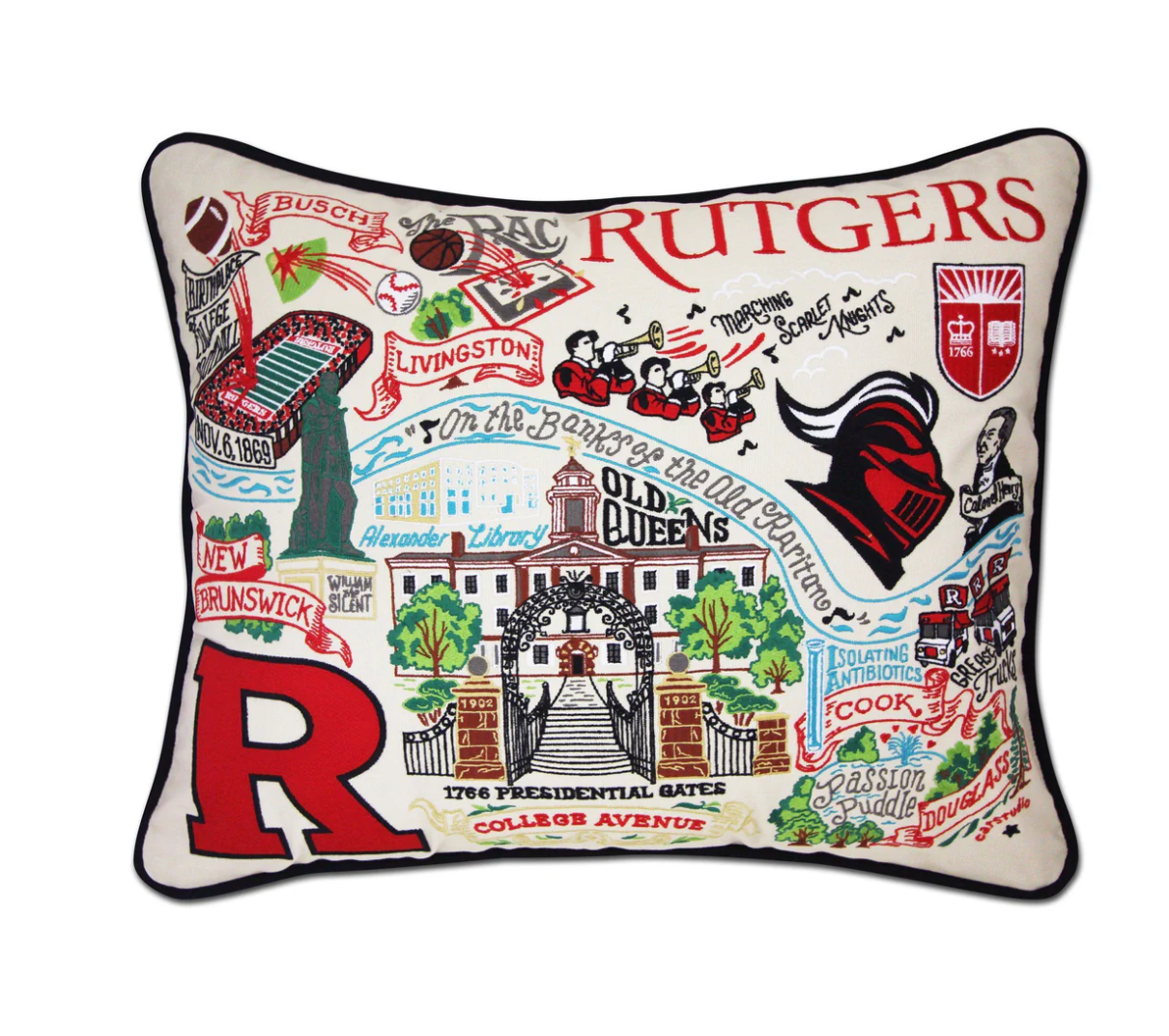 Rutgers University Embroidered Pillow