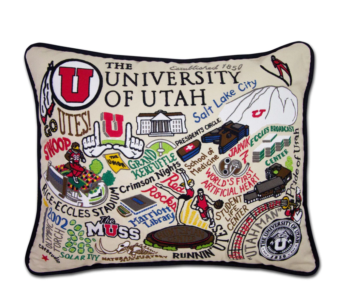 University of Utah Embroidered Pillow