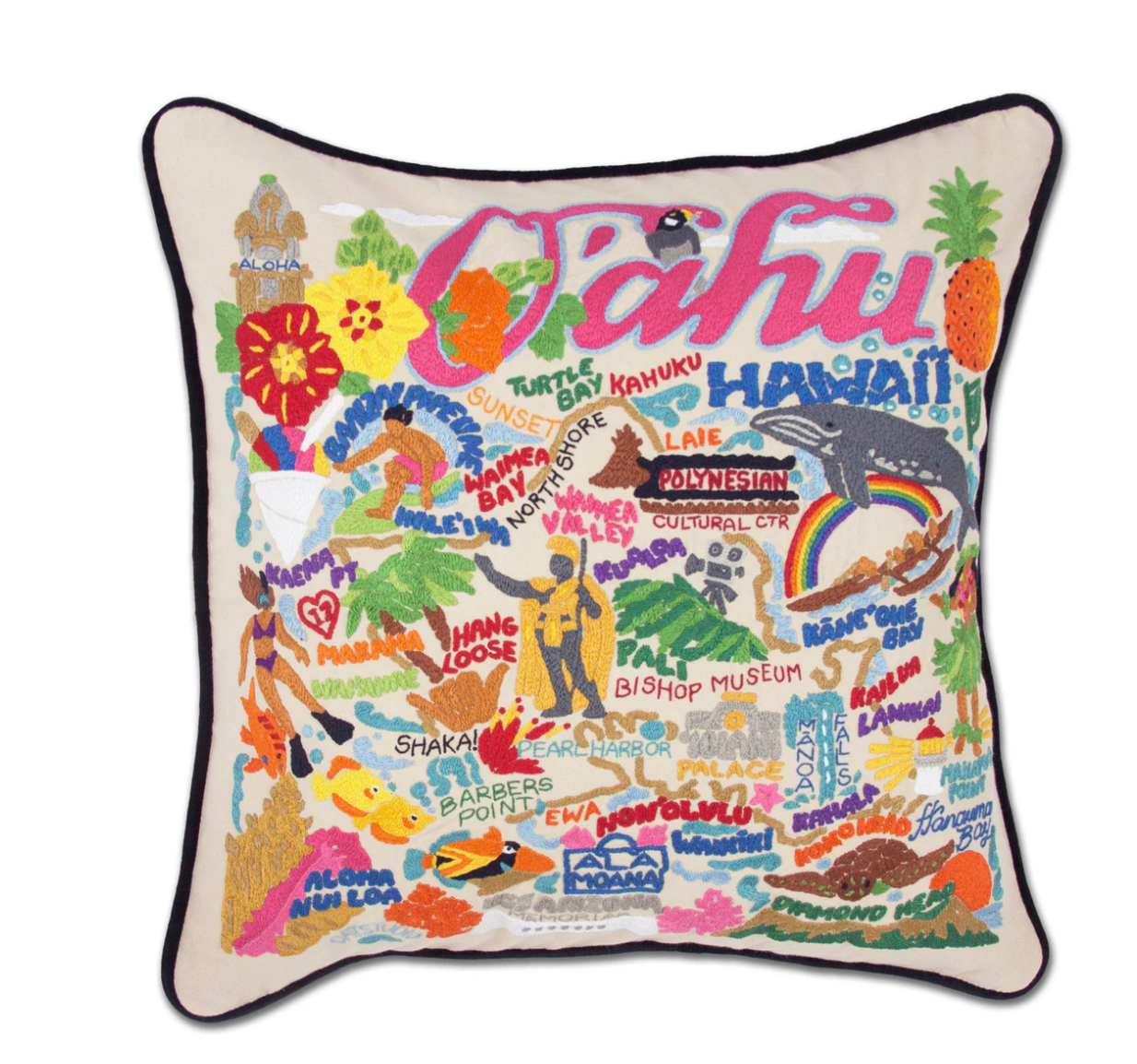 Oahu Hand-Embroidered Pillow