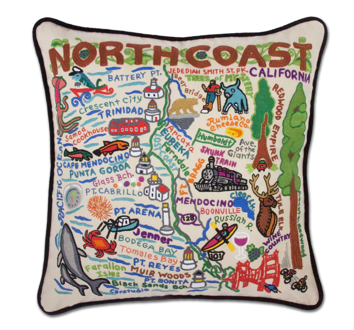 North Coast Hand-Embroidered Pillow