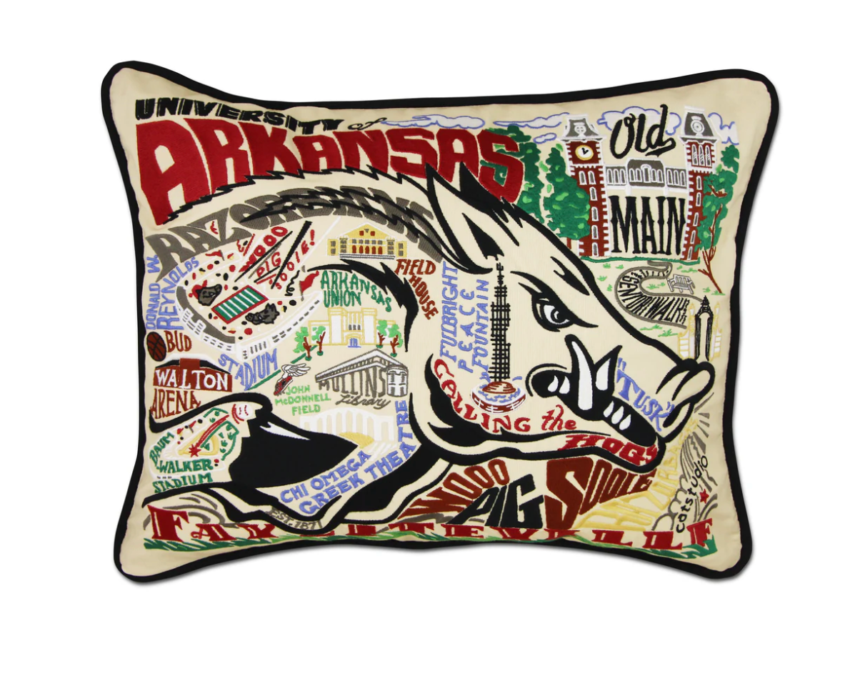 University of Arkansas Embroidered Pillow