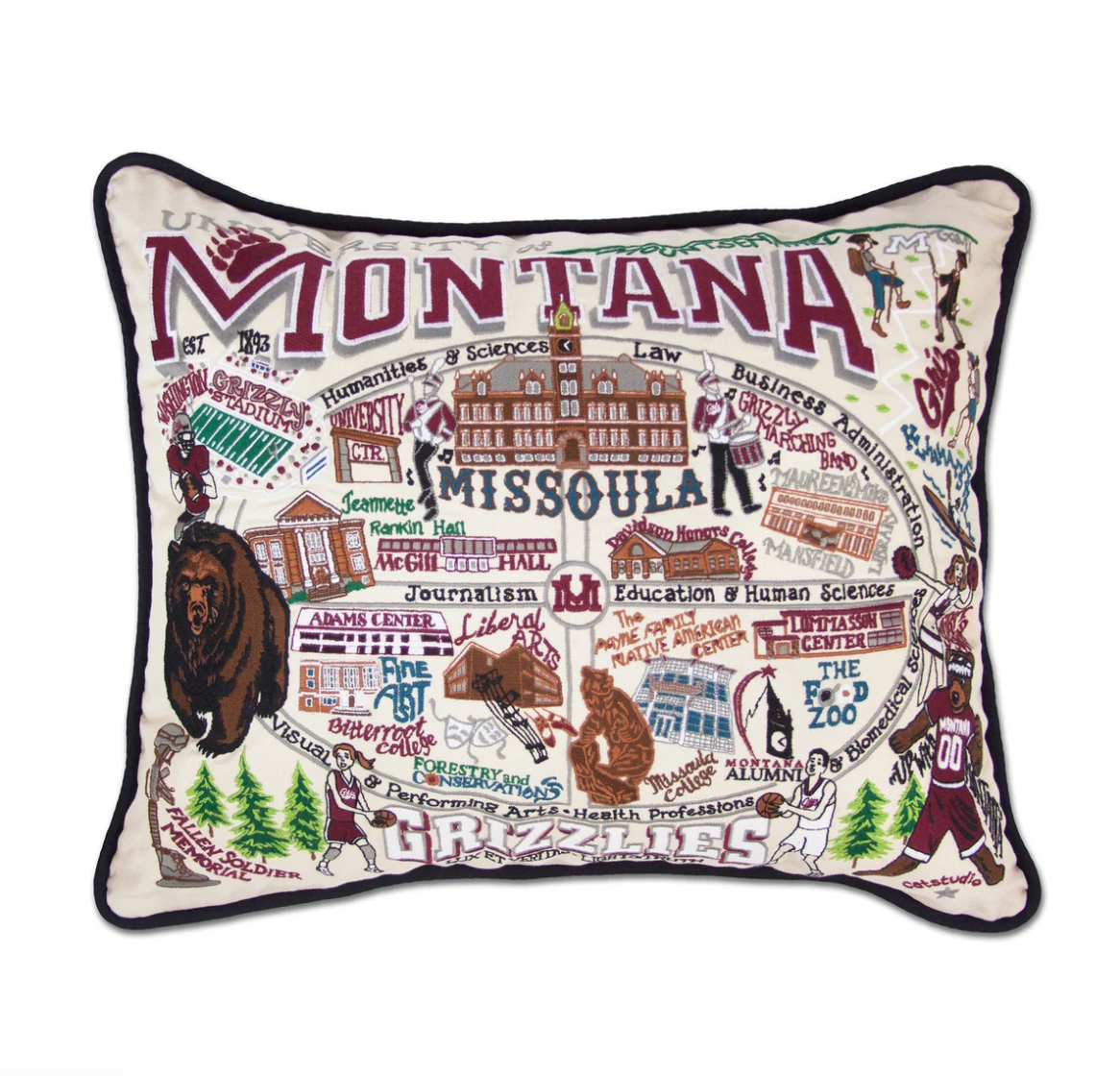 University of Montana Embroidered Pillow