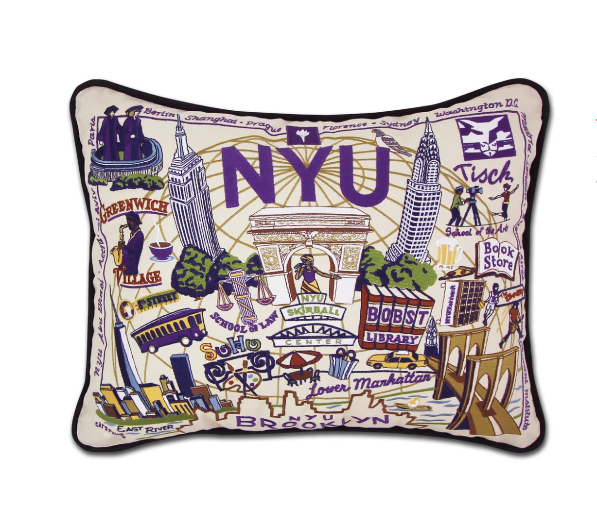 New York University (NYU) Embroidered Pillow