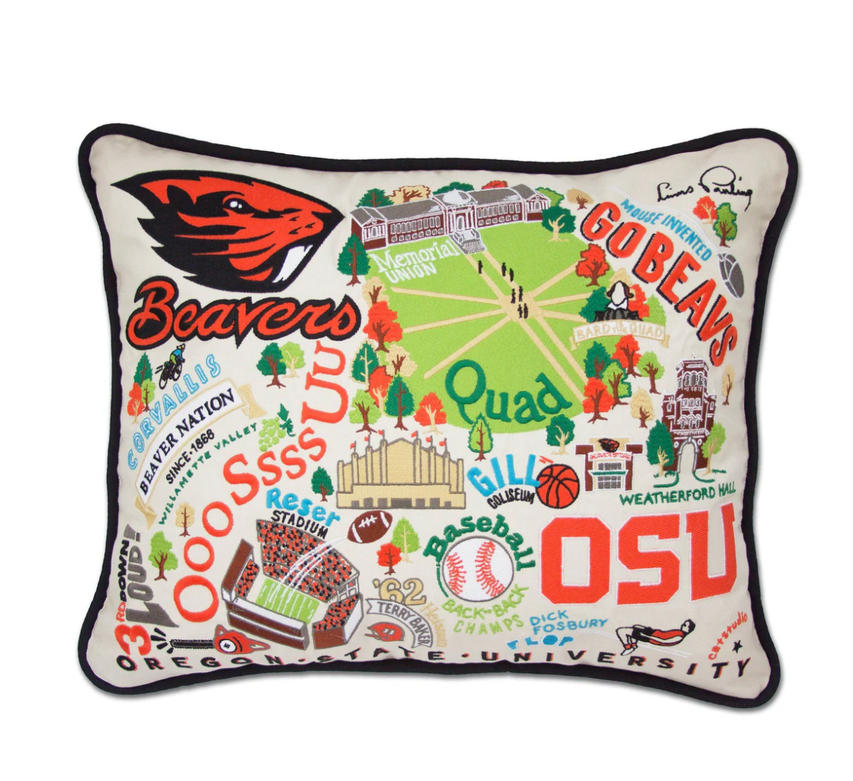 Oregon State University Embroidered Pillow
