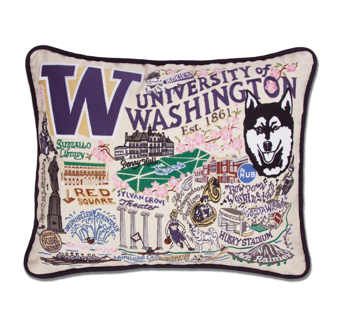 University of Washington Embroidered Pillow