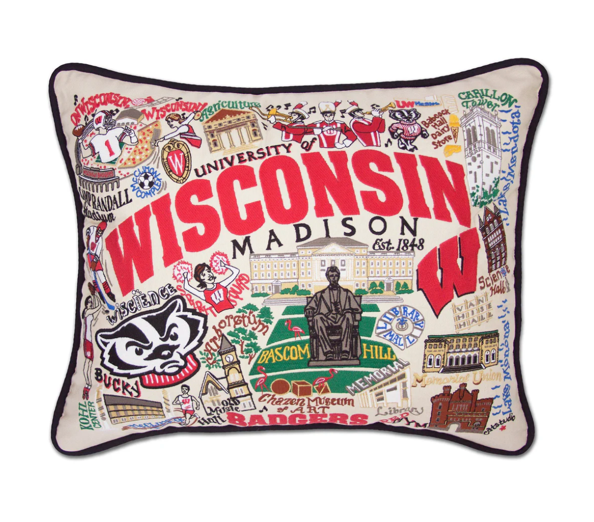 University of Wisconsin Embroidered Pillow