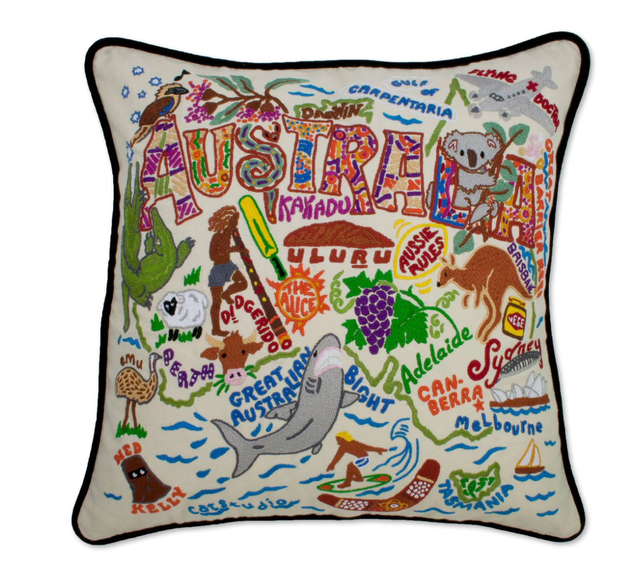Australia Hand-Embroidered Pillow