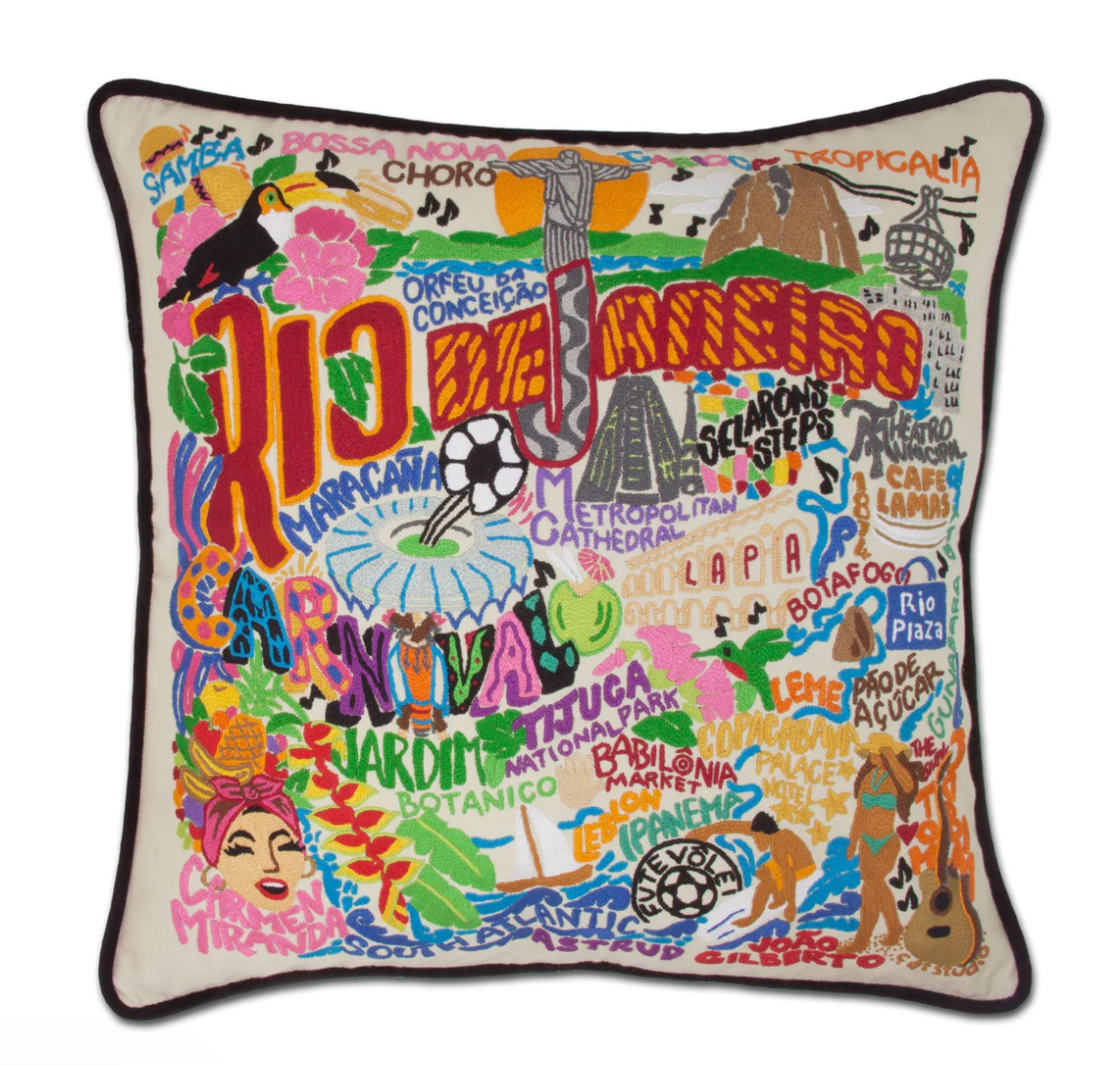 Rio De Janeiro Hand-Embroidered Pillow