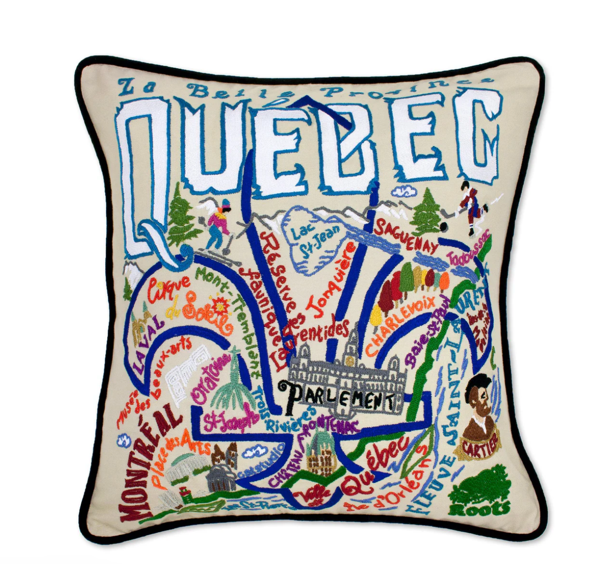 Quebec Hand-Embroidered Pillow