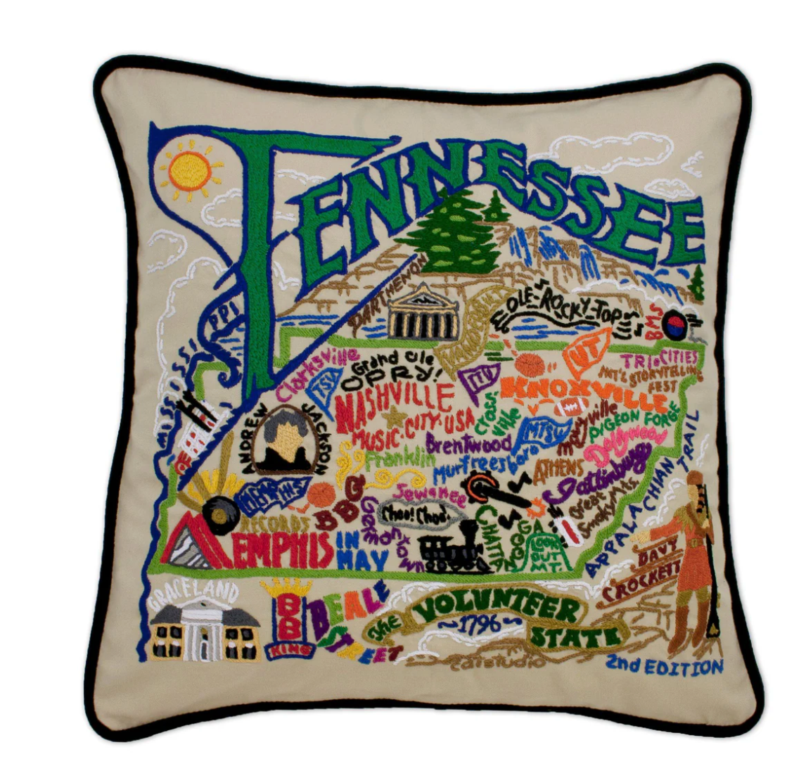 Tennessee Hand-Embroidered Pillow
