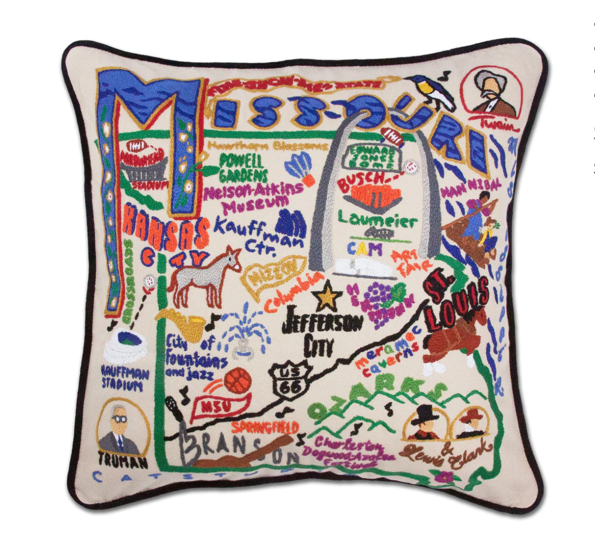 Missouri Hand-Embroidered Pillow