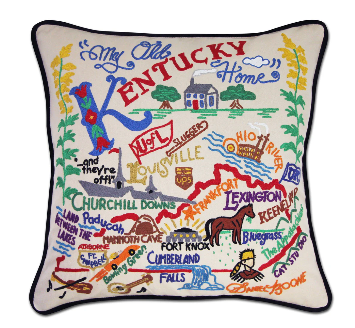 Kentucky Hand-Embroidered Pillow