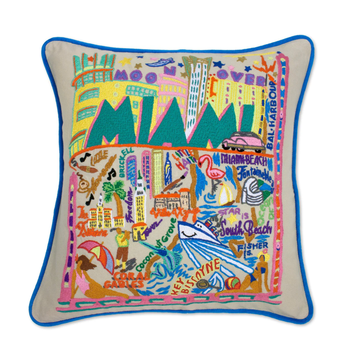 Miami Hand-Embroidered Pillow