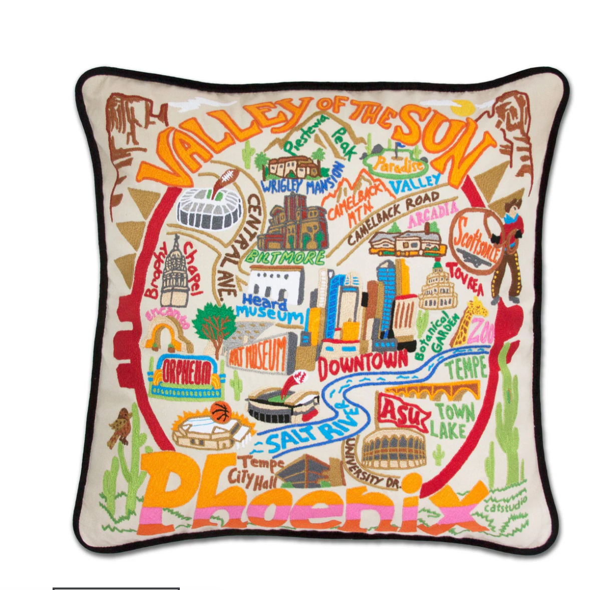 Phoenix Hand-Embroidered Pillow