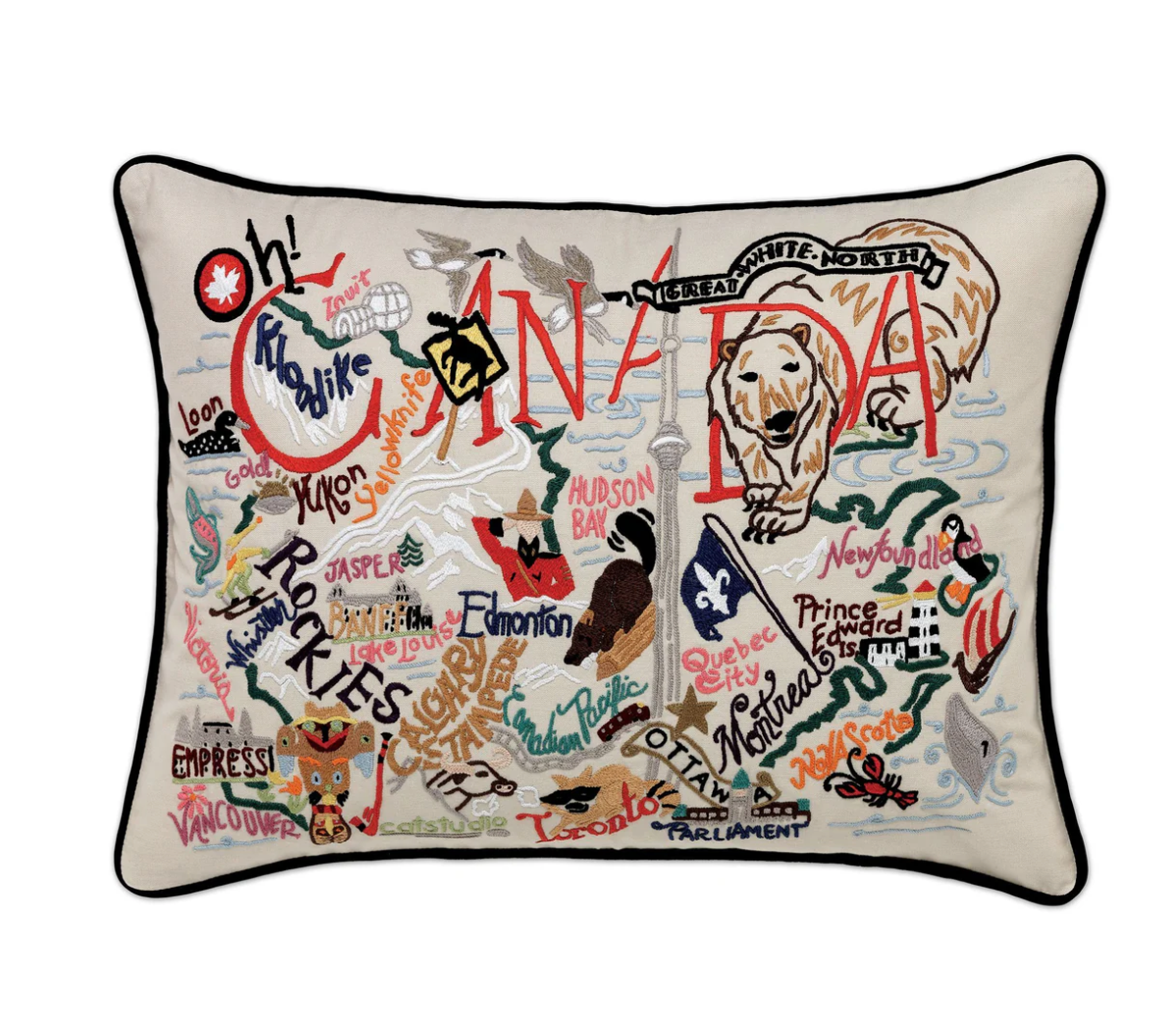 Canada Hand-Embroidered Pillow