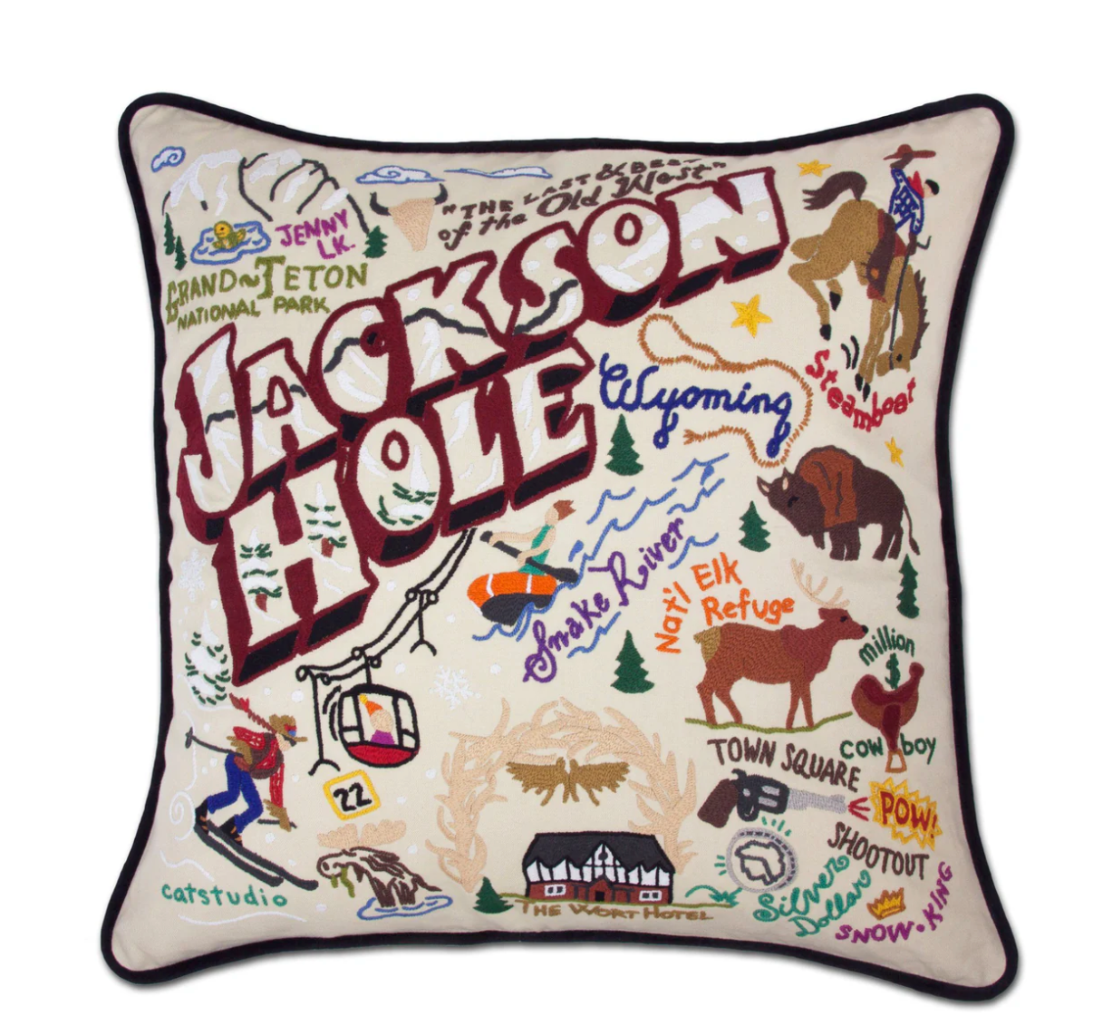 Jackson Hole Hand-Embroidered Pillow