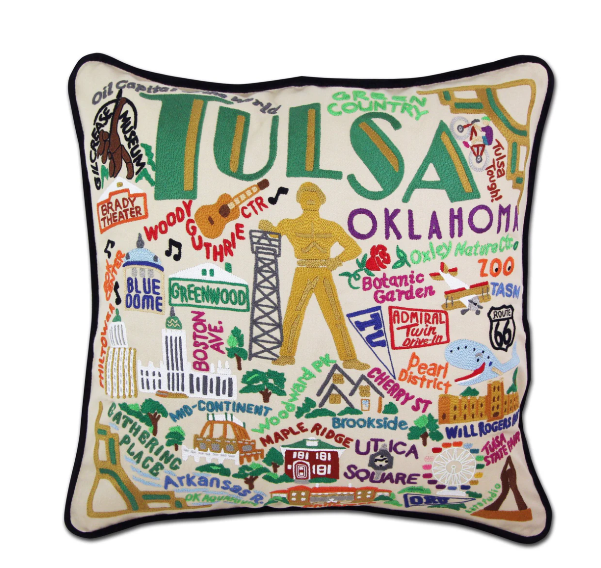 Tulsa Hand-Embroidered Pillow