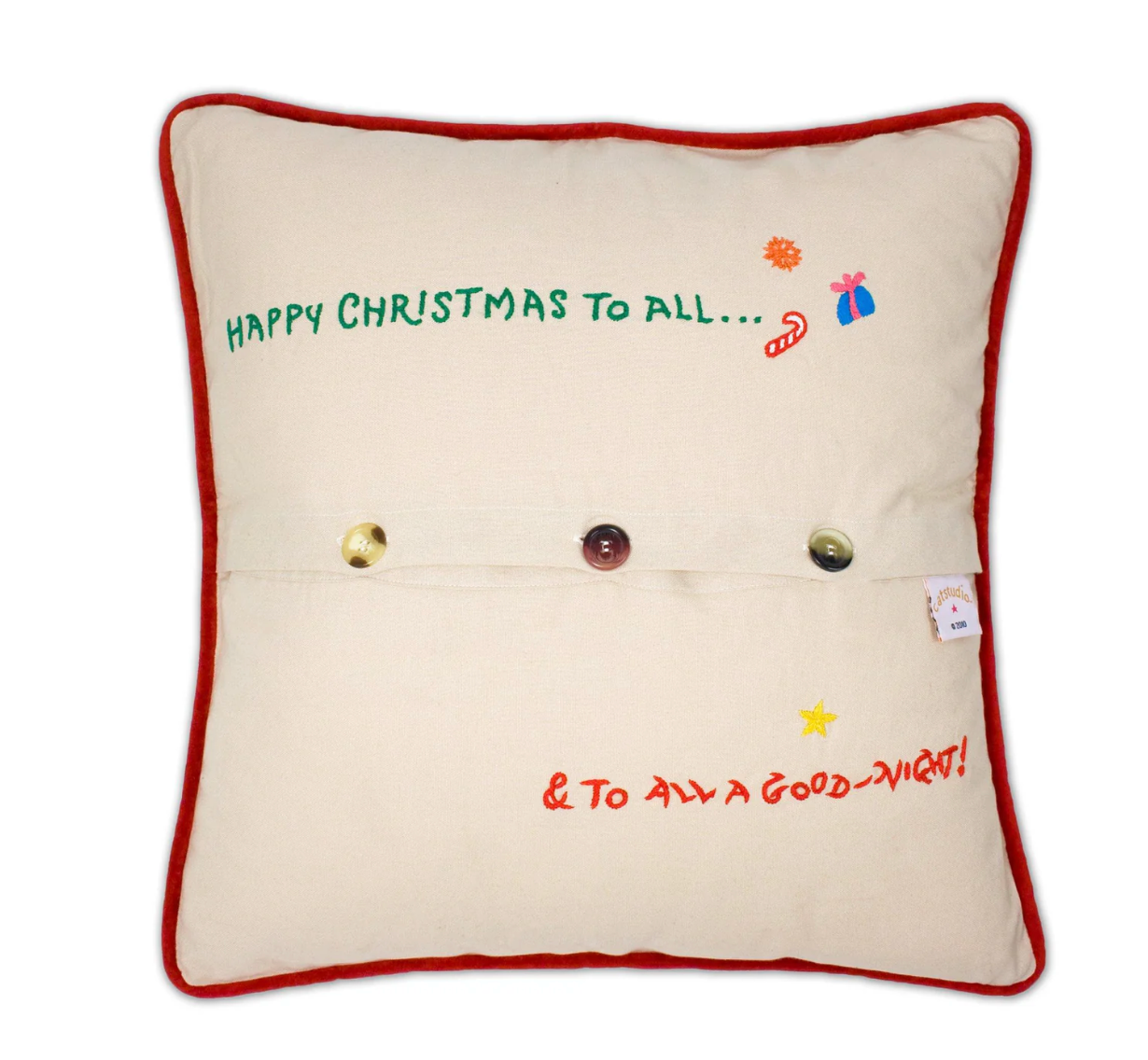 Night Before Christmas Hand-Embroidered Pillow