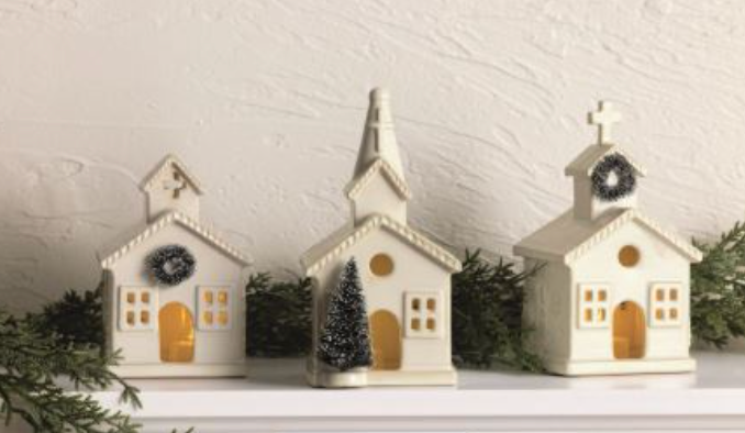 Small Ceramic Church Sitter