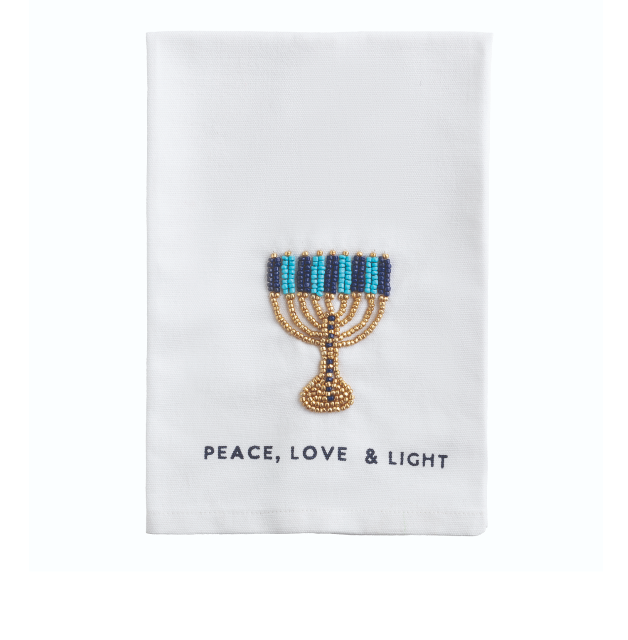 Menorah Beaded Hanukkah Towel