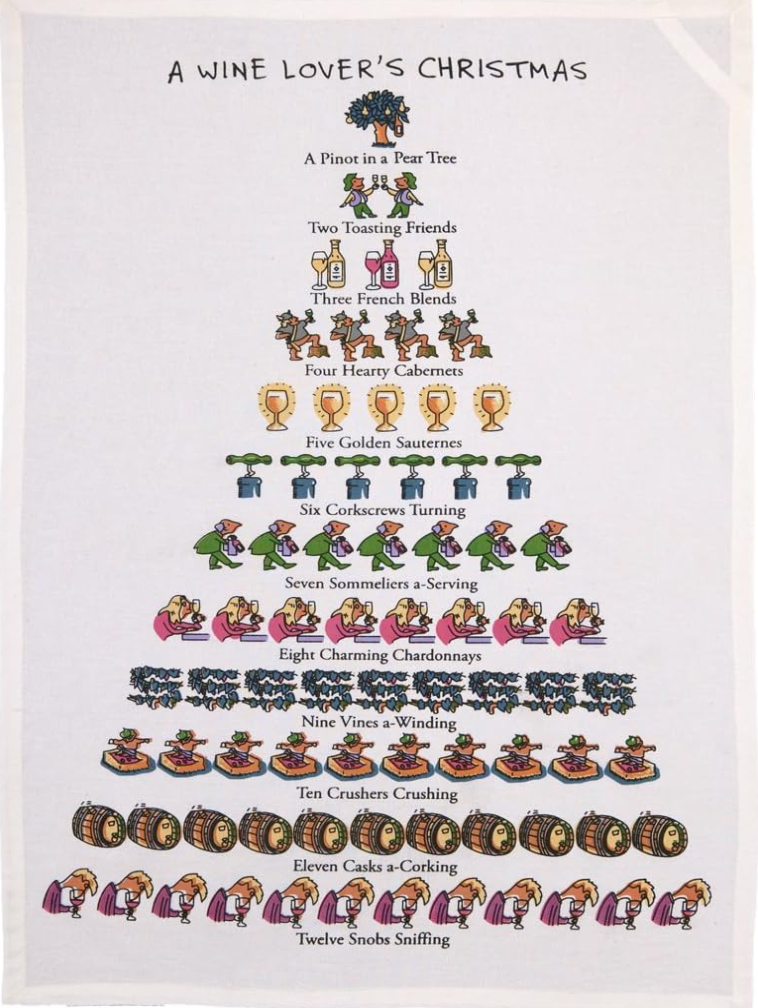 A Wine Lover's Christmas Kitchen Towel
