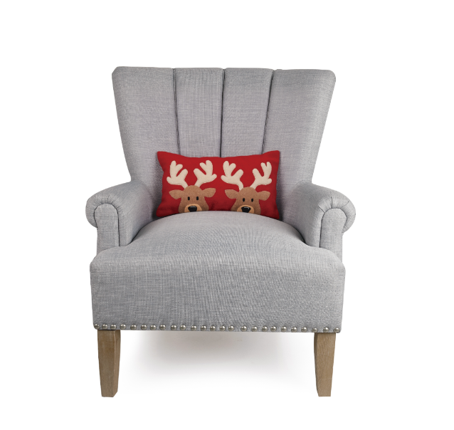Felt Reindeer Embroidered Pillow