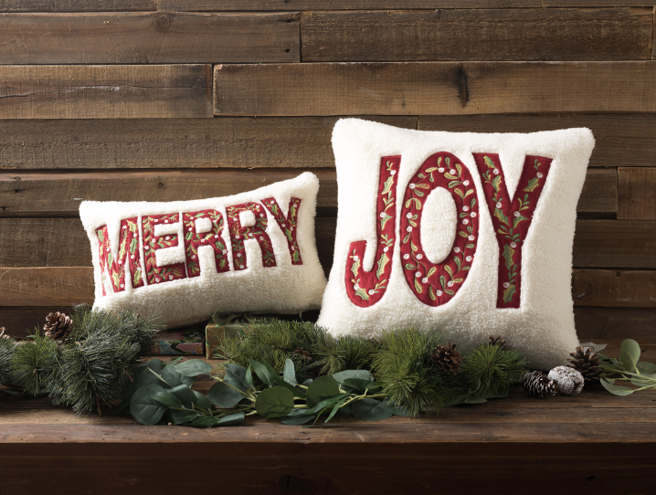 Merry Sherpa Embroidered Pillow