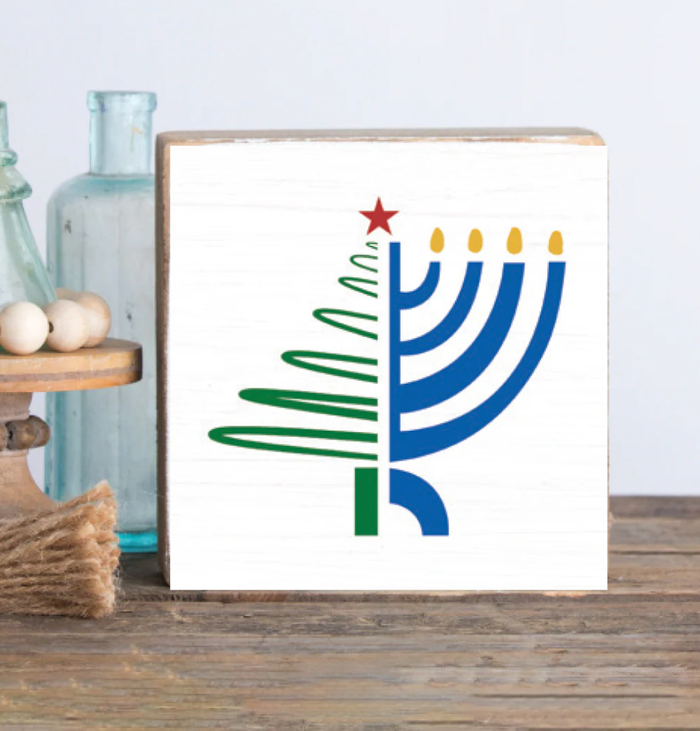 Christmas Hanukkah Wood Block