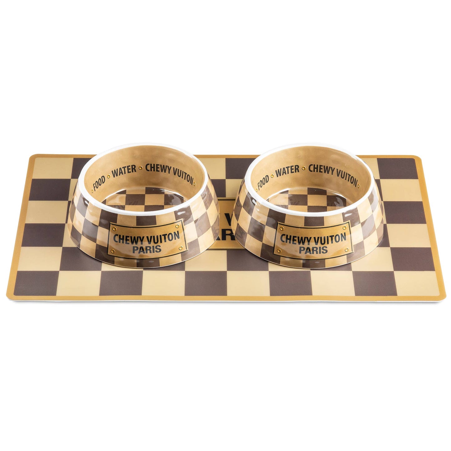 Checker Chewy Vuiton Placemat - Dog Mat - Veranda Cafe & Mercantile