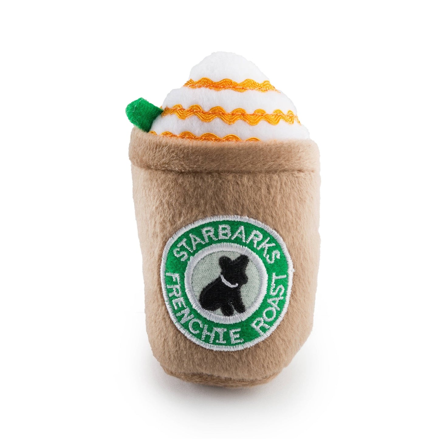 Starbarks Frenchie Roast W/ Straw Squeaker Dog Toy - Veranda Cafe & Mercantile