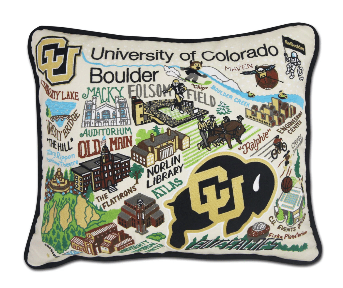 University of Colorado Boulder Embroidered Pillow - Veranda Cafe & Mercantile