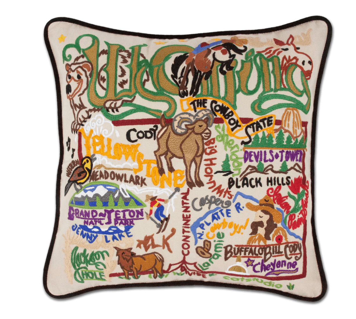 Wyoming Hand - Embroidered Pillow - Veranda Cafe & Mercantile