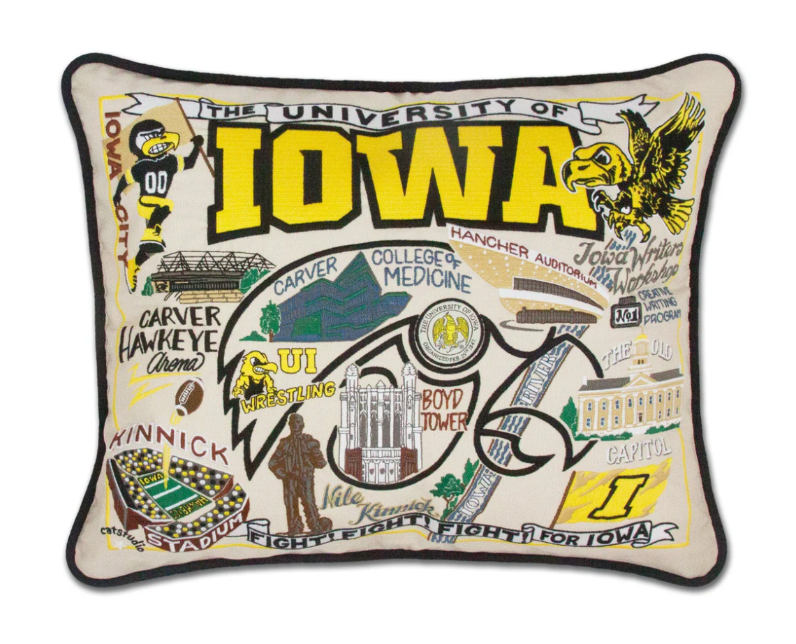 University of Iowa Embroidered Pillow