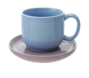 Stoneware Mug with Saucer