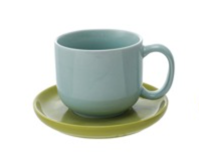 Stoneware Mug with Saucer