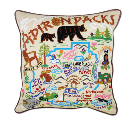 Adirondacks Hand-Embroidered Pillow