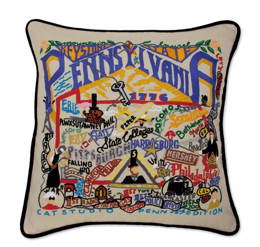 Pennsylvania Hand-Embroidered Pillow