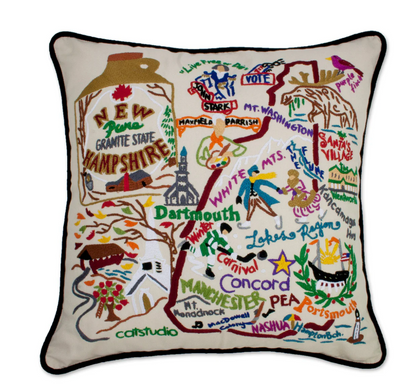 New Hampshire Hand-Embroidered Pillow