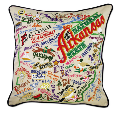 Arkansas Hand-Embroidered Pillow