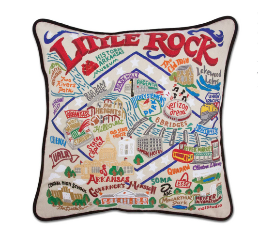 Little Rock Hand-Embroidered Pillow
