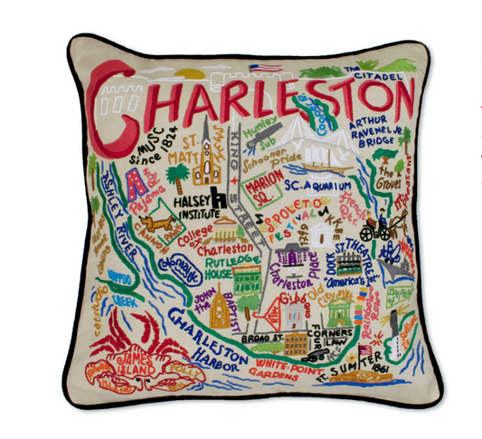 Charleston Hand-Embroidered Pillow