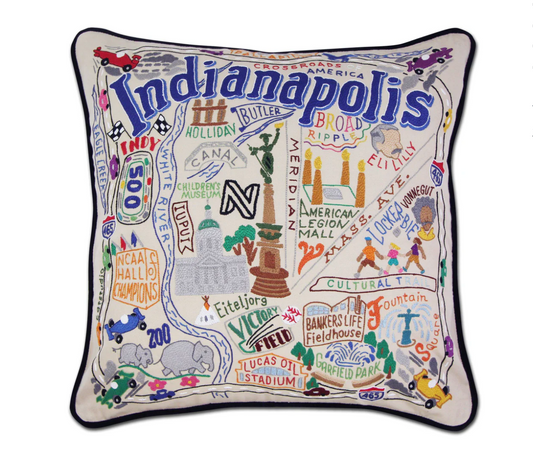 Indianapolis Hand-Embroidered Pillow