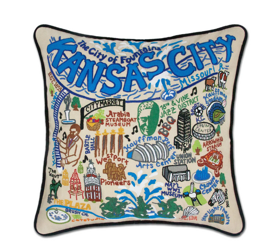Kansas City Hand-Embroidered Pillow