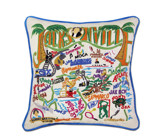 Jacksonville Hand-Embroidered Pillow