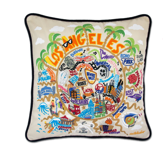 Los Angeles Hand-Embroidered Pillow