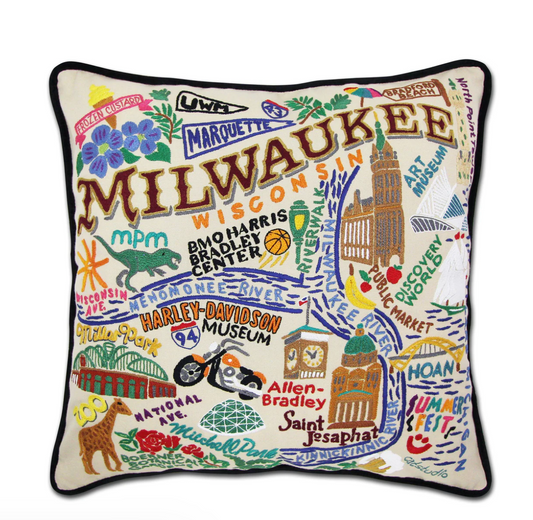 Milwaukee Hand-Embroidered Pillow