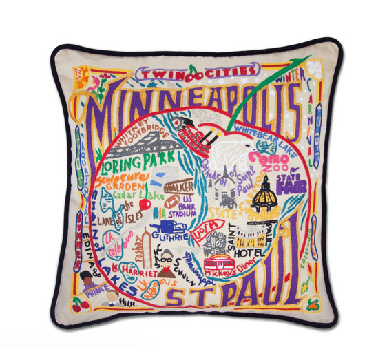 Minneapolis-St. Paul Hand-Embroidered Pillow