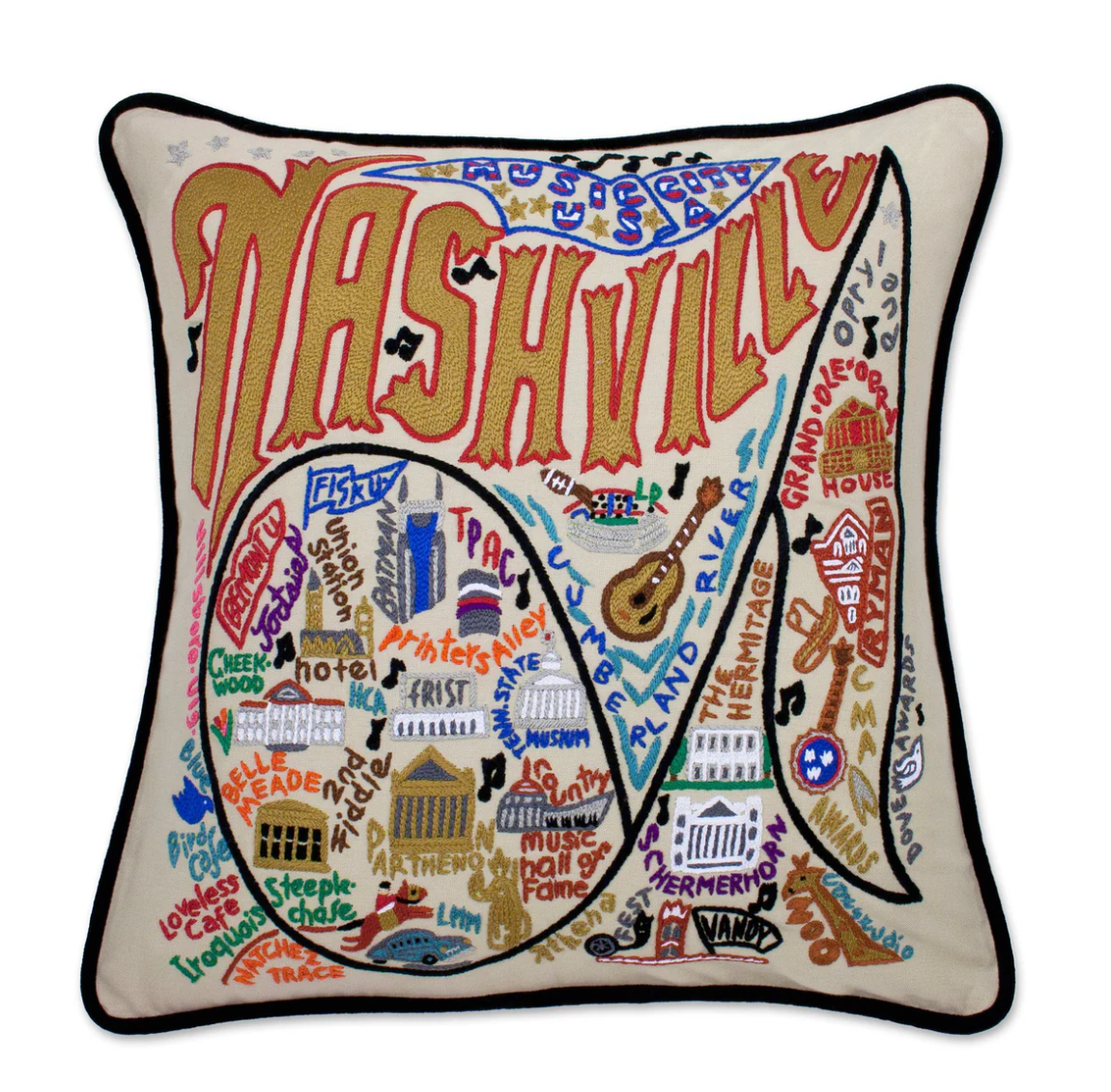 Nashville Hand-Embroidered Pillow
